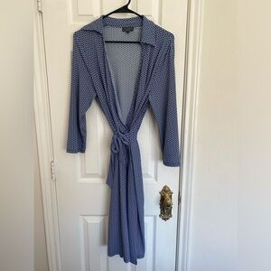 The Limited Blue Polka Dot Long Sleeve Dress